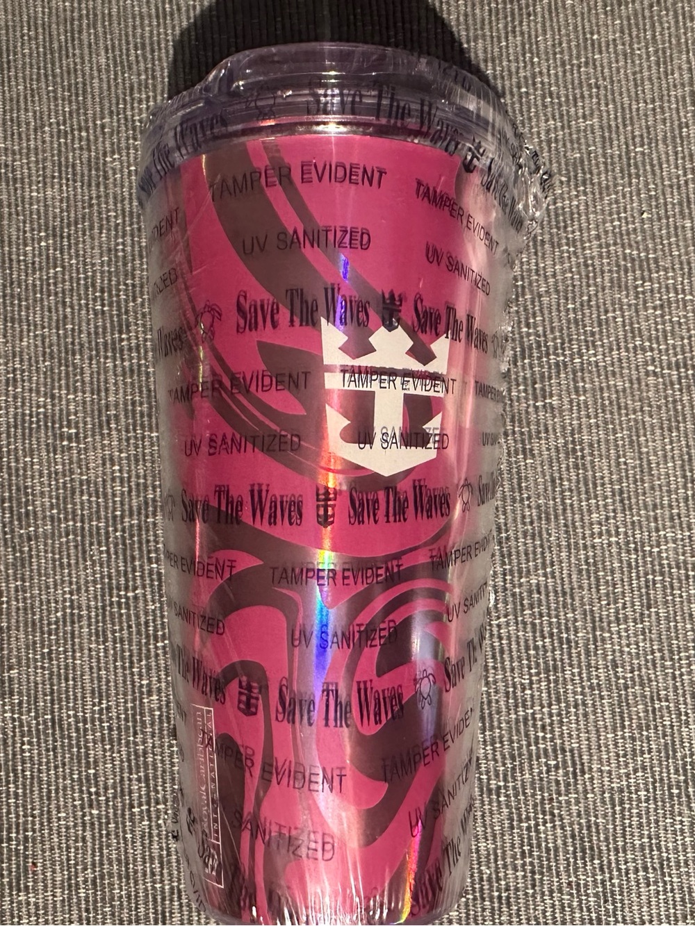 Save The Waves Pink Iridescent Travel Tumbler - Reusable Drinkware
